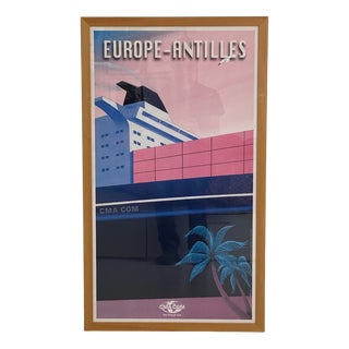 Cargo Ship French Line CMA CGM 2000 Europe/Caribbean Poster by Richard Roussel For Sale