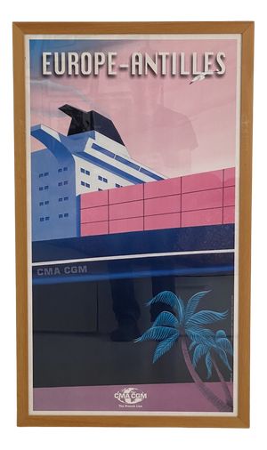 Cargo Ship French Line CMA CGM 2000 Europe/Caribbean Poster by Richard Roussel