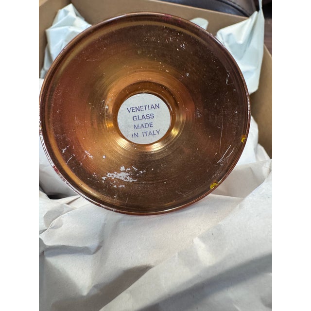1950s Vintage Venetian Italian Gilt and Enameled Tre Fuochi-Style Wine Glasses, Set of 4 For Sale - Image 5 of 5