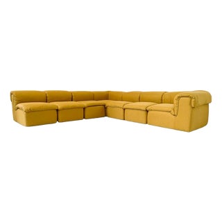 Mid-Century Modern Yellow Modular Sofa, 1960s, Set of 7 For Sale