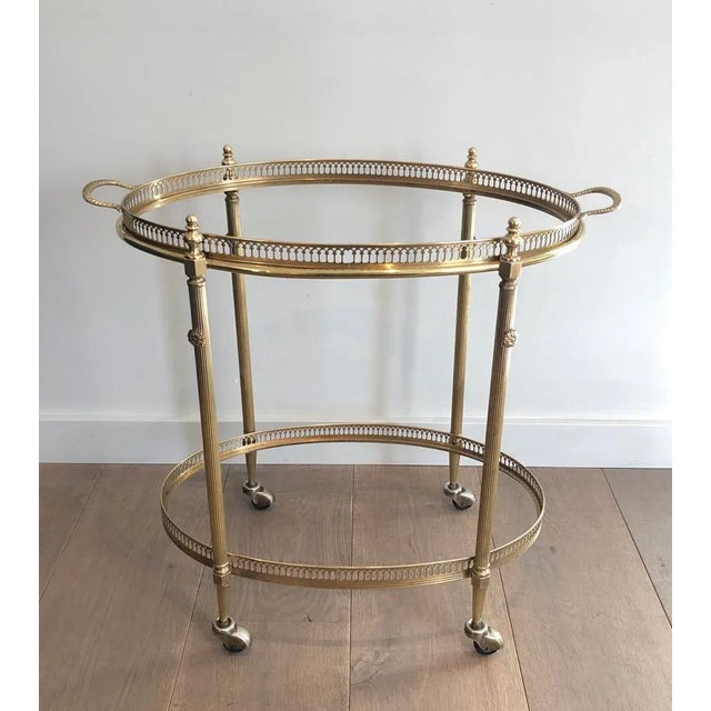 Neoclassical Neoclassical Style Oval Bar Cart with Removable Trays, French, circa 1940 For Sale - Image 3 of 7