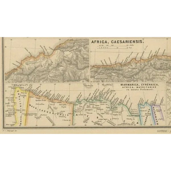 The map with the title "marmarica, cyrenaica, africa, numidia, mauretania secundum italiam poetarum" presents a historical...