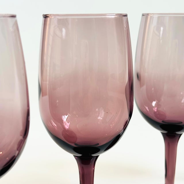 Mid 20th Century Vintage Purple Wine Glasses - Set of 4 For Sale - Image 5 of 7