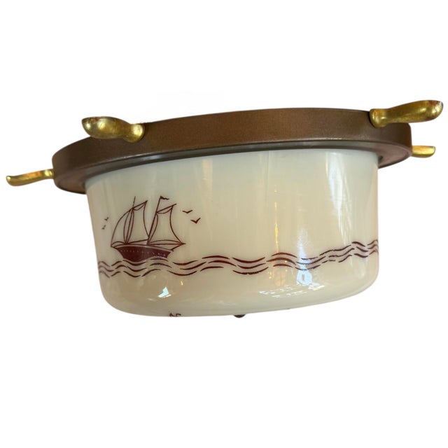 Mid 19th Century Mid-Century Modern Nautical Sailing Compass Flushmount Wall Fixture For Sale - Image 4 of 8