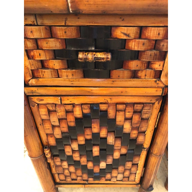 1970s Vintage Rattan Cabinet Night Stand For Sale - Image 5 of 8