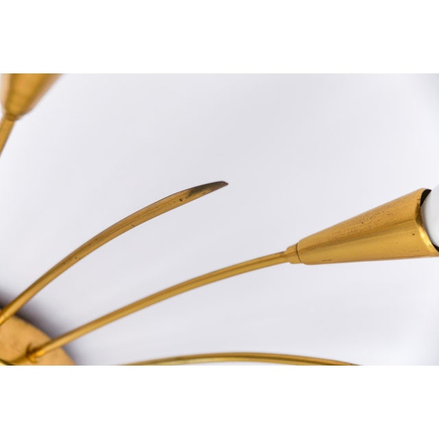 Large Mid-Century Modern 12-Arm Brass and Glass Sputnik Lamp, Germany, 1950s For Sale - Image 11 of 18