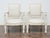 Pair of French 1920s Painted Armchairs with Carved Details and Linen Upholstery For Sale - Image 4 of 11