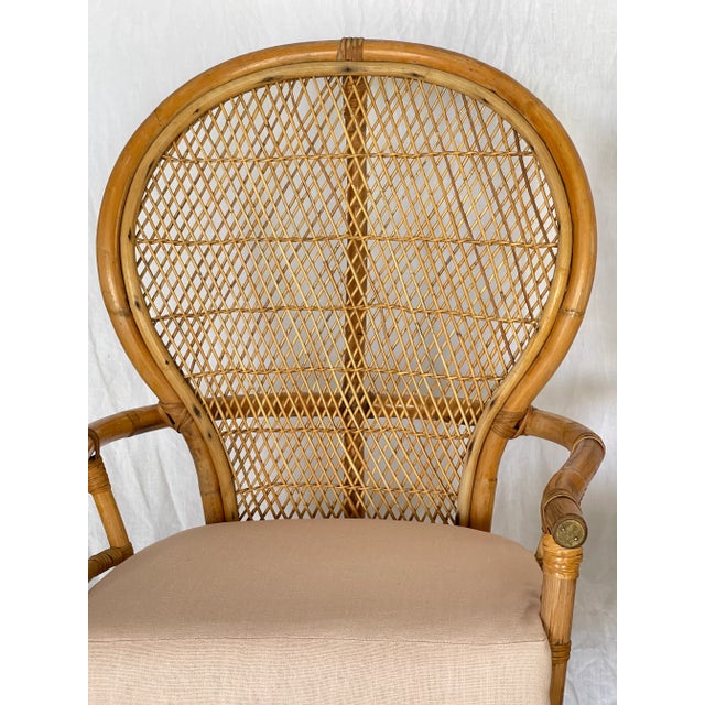 Pair Bamboo & Rattan Fan Back Arm Chairs For Sale - Image 17 of 18
