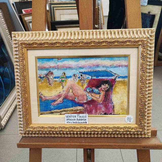 Walter Piacesi, Composition, Painting, Framed For Sale - Image 11 of 11