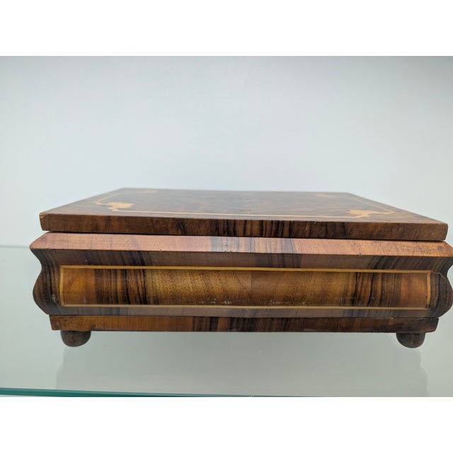 Solid wood box, humidor, jewelry box, storage box made of walnut with inlays, Biedermeier or Late Biedermeier style,...