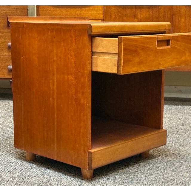 Brown Pair of Vintage Teak Nightstands With Open Cabinet Space and Single Drawer c.1970 For Sale - Image 8 of 13