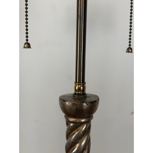 Mid 20th Century Italian Baroque Barley Twist Table Lamps - Silvered and Giltwood - a Pair For Sale - Image 12 of 18