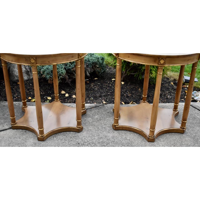 Neoclassical Vintage Maple Side Tables Round Neoclassical End Table Set 2 For Sale - Image 3 of 15