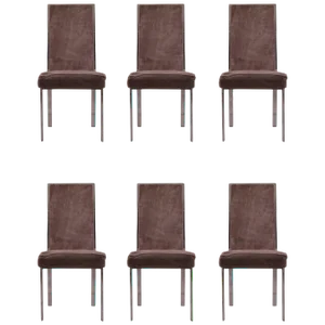 Set of Six Chrome Frame High Back Dining Chairs Attributed to Milo Baughman