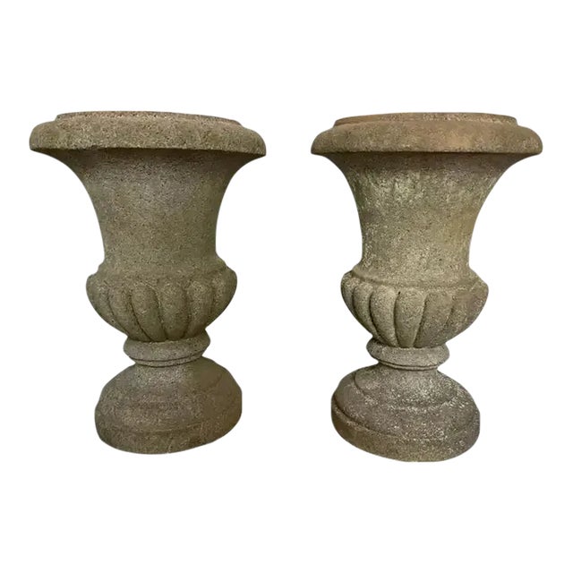 1960s Large Solid Granite Urns - A Pair For Sale