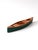 Vintage handmade wooden canoe model featuring a painted green hull, natural wood interior, and four miniature paddles. Its...