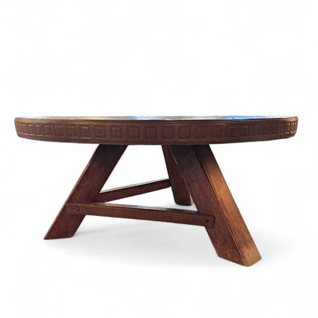 Metal Round Brutalist Coffee Table with Brass Copper Top, 1960s For Sale - Image 7 of 18