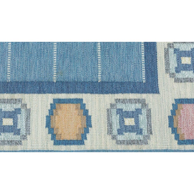 Doris Leslie Blau Vintage Swedish Flat Woven Rug by Ingegerd Silow For Sale - Image 4 of 7