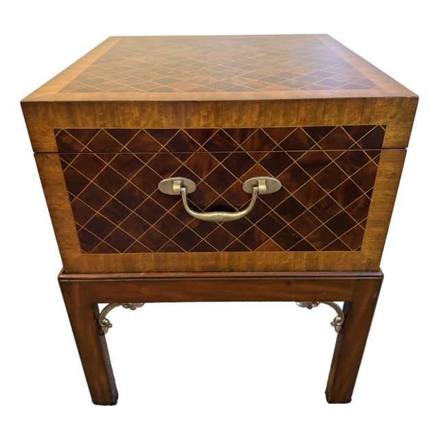 Vintage Maitland-Smith Mahogany Parquetry Box Table For Sale