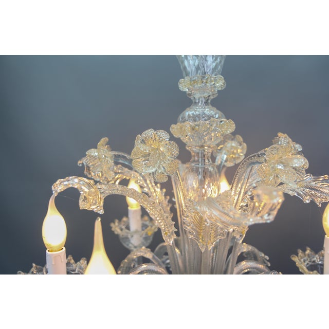 Venetian Murano Glass and Gold Dust Floral Chandelier, Italy, 1950s For Sale - Image 13 of 18