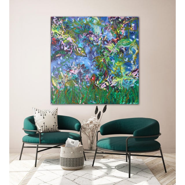 Exuberant Guests Original Abstract Oil Painting by Lisa Finlayson For Sale - Image 11 of 15