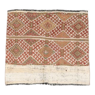 Embroidered Vintage Small Kilim Rug - 3`1″ X 3`2″ For Sale