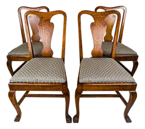 Late 20th Century Queen Anne Style Dining Chairs, Set of Four