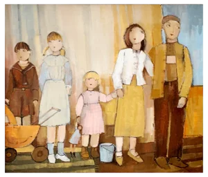 Malgorzata Rozmarynowska, A Family, 2013, Oil on Canvas