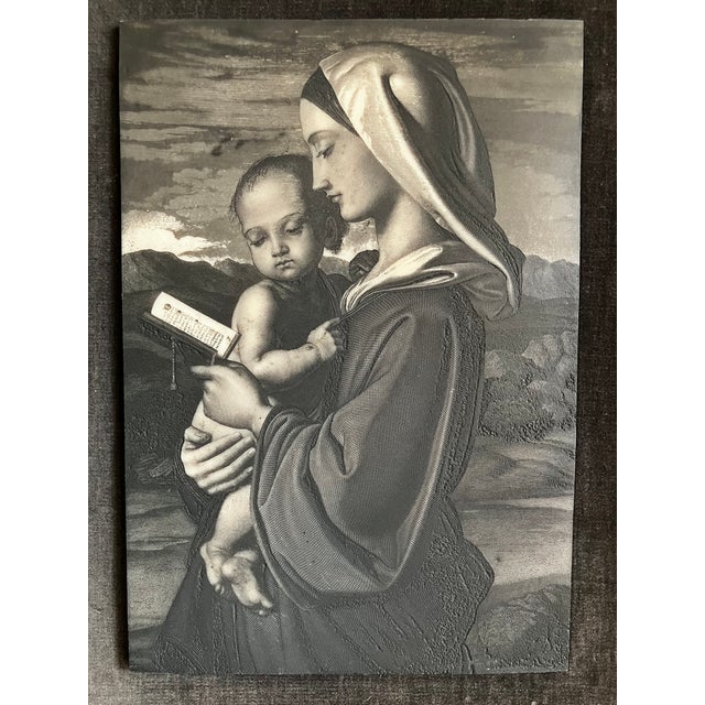 Renaissance Antique Italian Renaissance Style Madonna and Child Gilt Frame Engraving For Sale - Image 3 of 18
