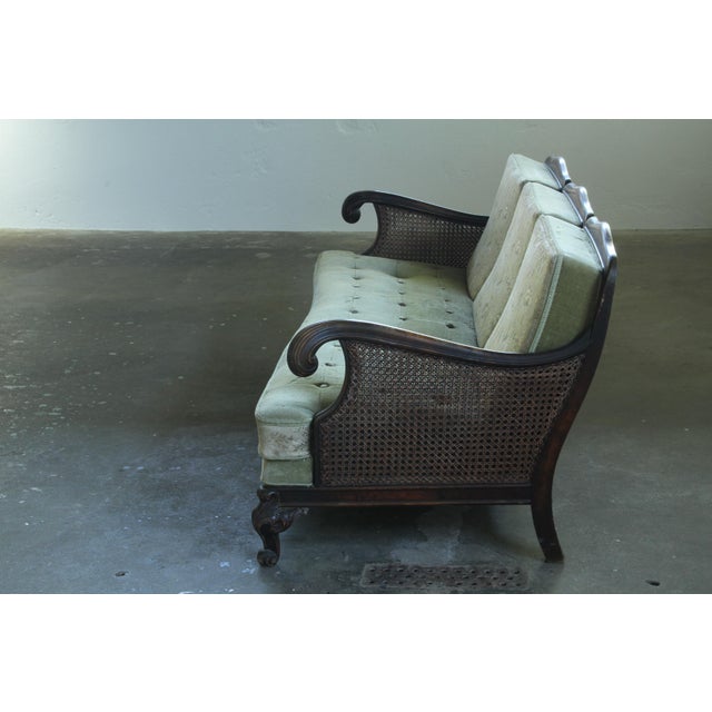 Antique French Bergère "Versailles" Style Sofa – Early 1900s Edwardian Era, Walnut Frame Celebrate timeless French...