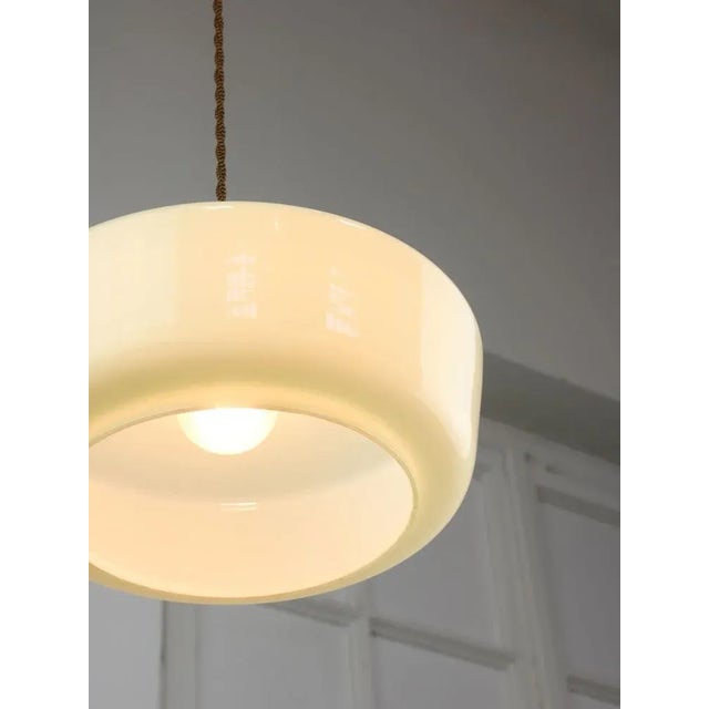 Mid-Century Italian Green Glass and Brass Pendant Lamp For Sale - Image 5 of 11