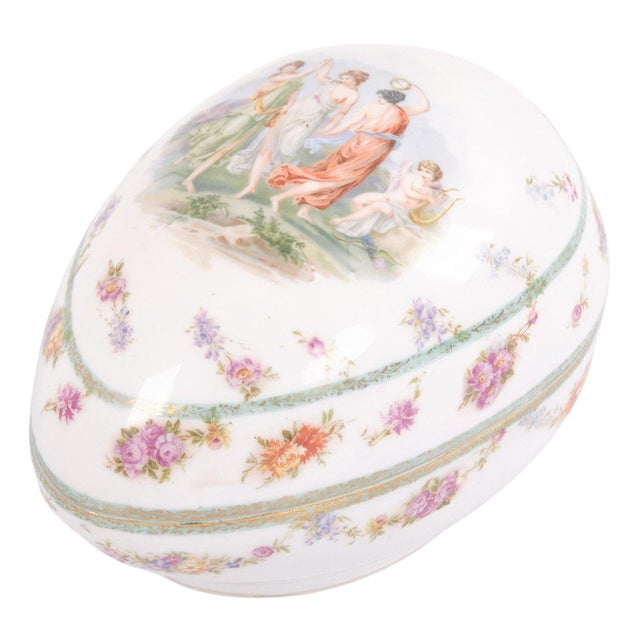 French Jewelry Box with Hand-Painted Motif, 1890s For Sale