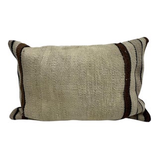 Turkish Hemp Pillow Cushion Natural Beige Brown Pillow Cushion Cover 16" x 24" For Sale