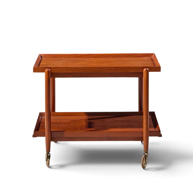 Wood Poul Hundevad for Vamdrup Mid Century Danish Teak Expanding Bar Cart For Sale - Image 7 of 10