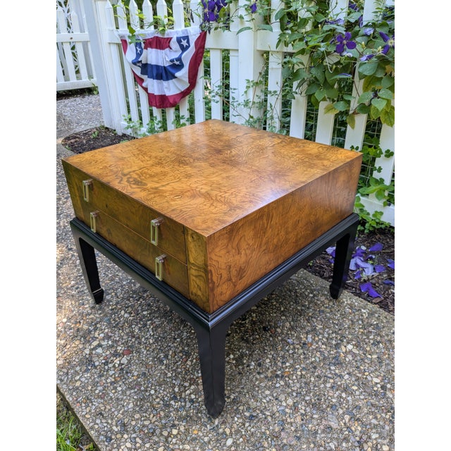 Asian Hekman Furniture Burlwood Asian Ming Style Side End Accent Occasional Cocktail Table For Sale - Image 3 of 12