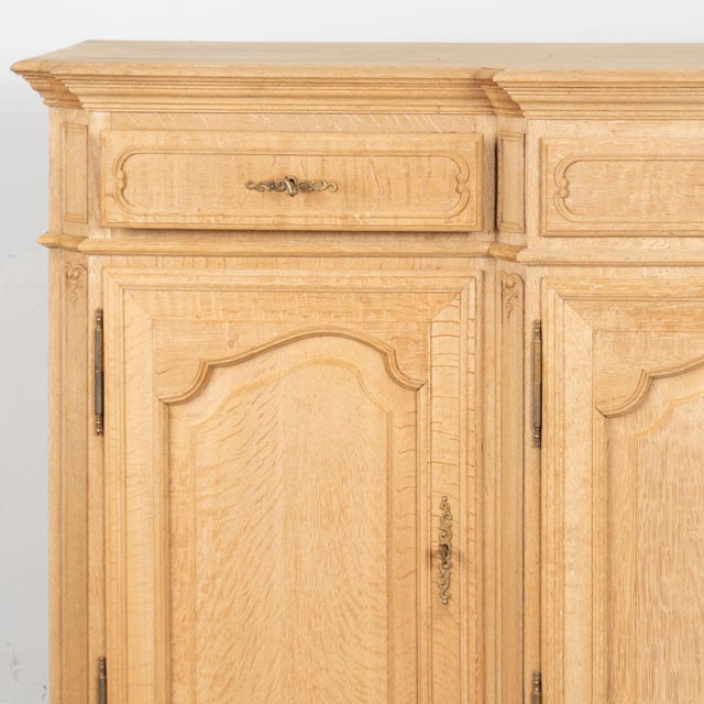 20th Century Long Bleached Oak Sideboard Buffet From Belgium For Sale - Image 9 of 17