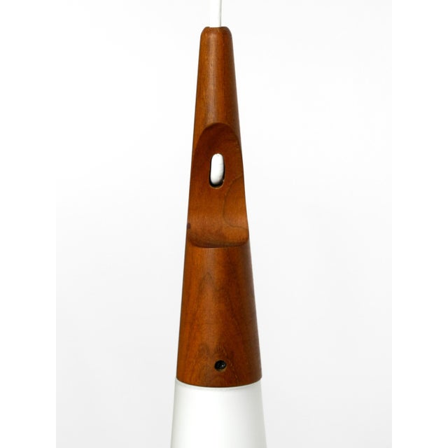 Wood Pendant Lamp in Opal Glass and Teak by Uno & Östen Kristiansson for Luxus Vittsjö, Sweden, 1957 For Sale - Image 7 of 17