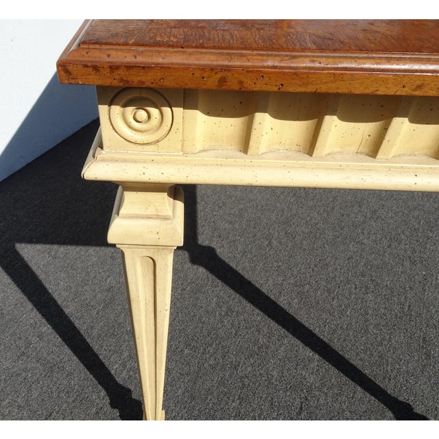 Wood Vintage French Country Writing Executive Desk ~ Library Table by Shultz & Behrle For Sale - Image 7 of 13