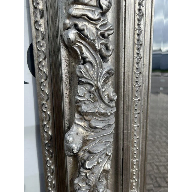 Glass Large Dressing Mirror with Silver Frame For Sale - Image 7 of 9