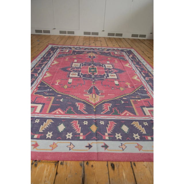 Indian Vintage Stone Wash Dhurrie Rug - 6'2" X 8'11" For Sale - Image 3 of 11