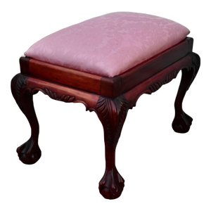 Vintage Carved Mahogany Chippendale Style Claw Foot Bench