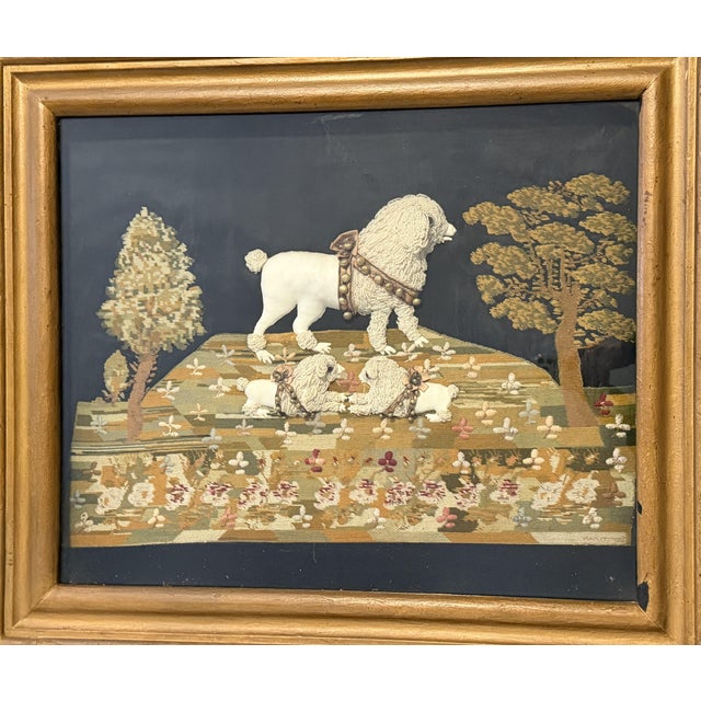 Diorama with dogs from the early 19th century, Stumpwork, United Kingdom, Shadow box, Raised embroidery. Silk. Total...