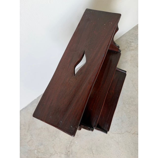 1920s Antique Italian Dark Mahogany Library Step Stool For Sale - Image 5 of 12