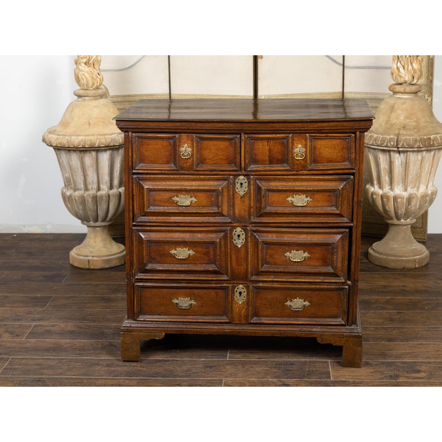 Early 19th Century English 1810s George III Period Geometric Front Oak Chest with Five Drawers For Sale - Image 5 of 12
