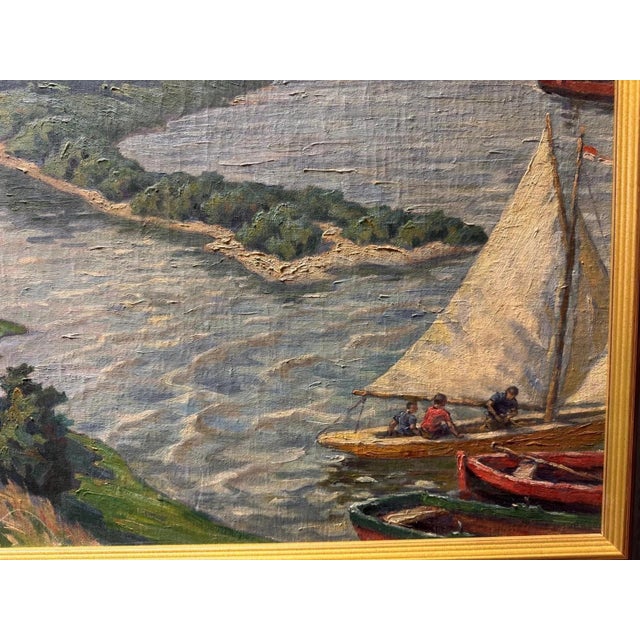 Fritz Zimmer, Harbor in Düsseldorf, Oil Painting on Canvas For Sale - Image 10 of 13