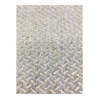 Designer Seafoam Green Cream Herringbone Abstract Upholstery Fabric For Sale