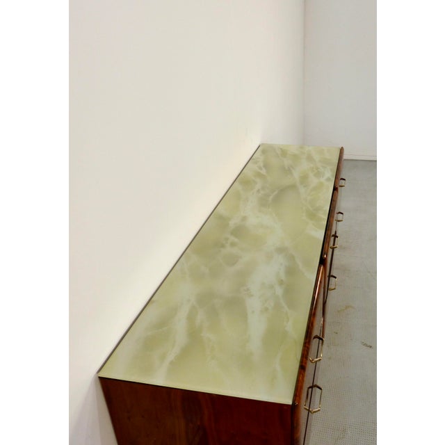 Brown Italian Walnut and Brass Sideboard, 1950s For Sale - Image 8 of 10