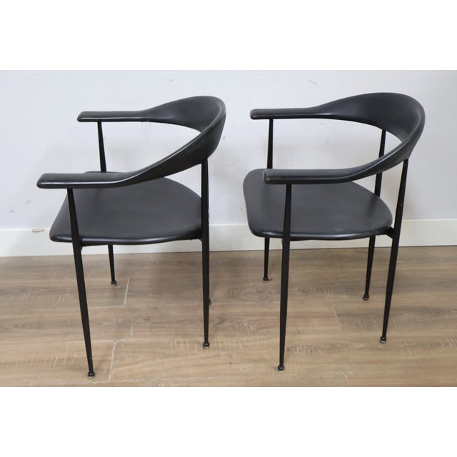 Black P40 Armchairs by Giancarlo Vegni & Gianfranco Gualtierotti for Fasem, Italy, 1980s, Set of 2 For Sale - Image 8 of 10