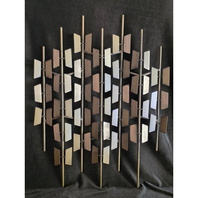 Mid 20th Century Mid-Century Modern Brutalist Welded Metal Geometric Wall Sculpture For Sale - Image 5 of 9
