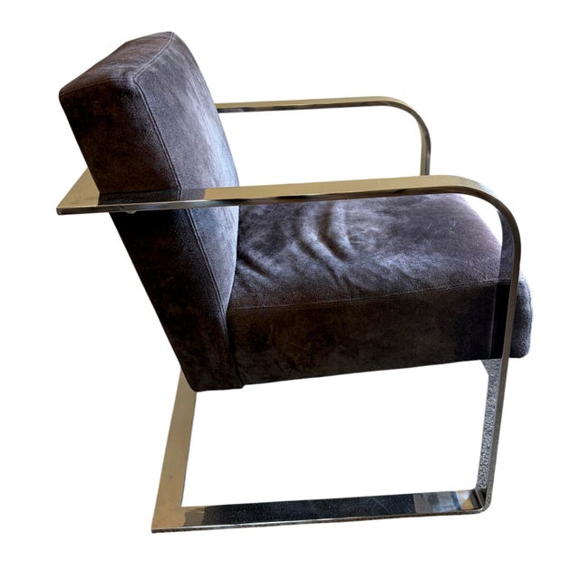 Modern 1990s Ralph Lauren Penthouse Modern Chrome and Suede Lounge Chairs For Sale - Image 3 of 9